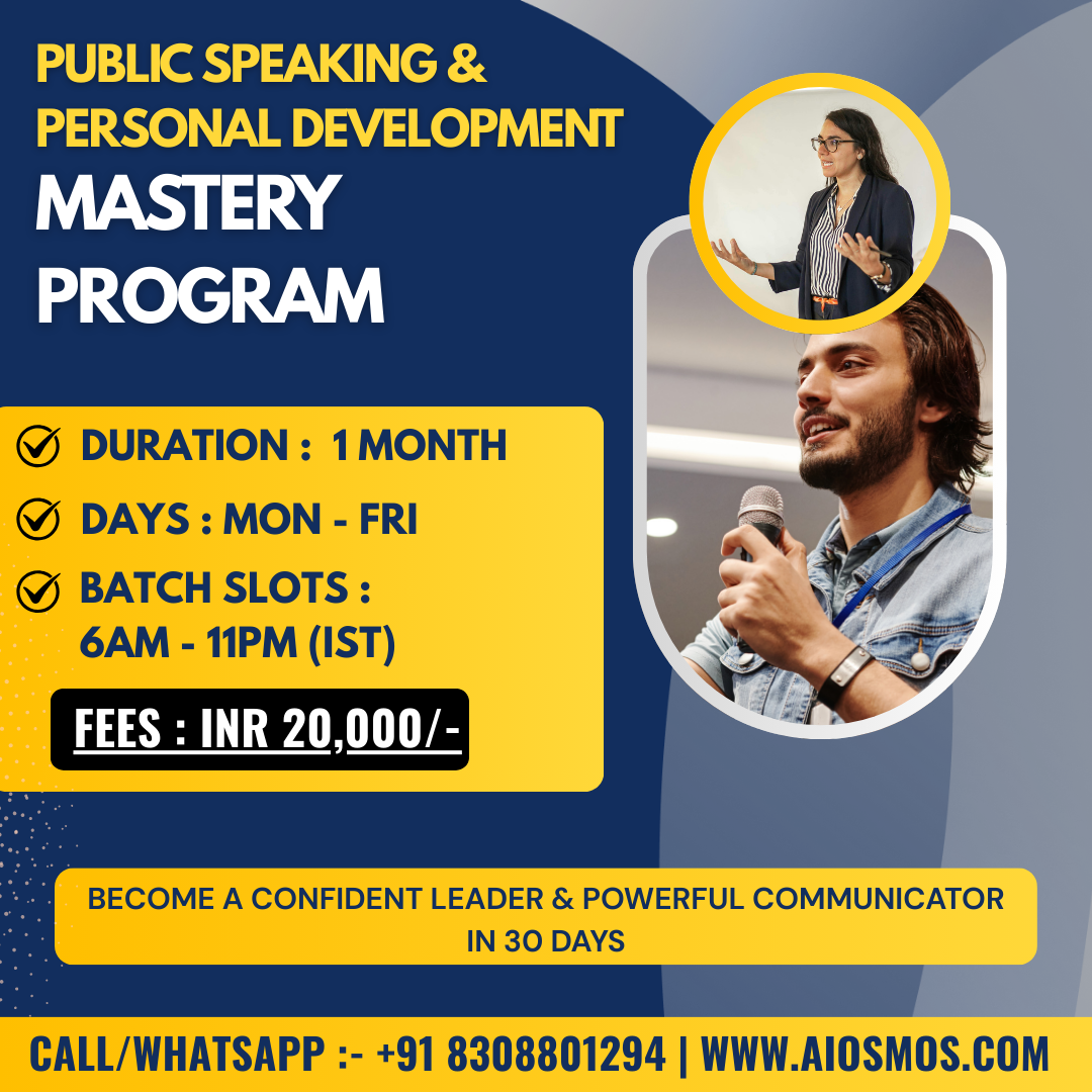 Public Speaking & Personal Development |⏳1 Month | Mon–Fri | ₹25,000 INR